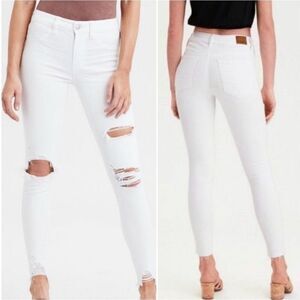 NWT‎ American Eagle Women's High-Rise Jegging White Distressed Size 0